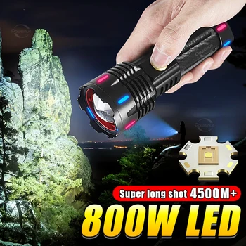2023 Сверхдлинный Мощен led фенерче 18650 Акумулаторна батерия USB Флуоресцентно тактически фенер и Лазерен Прожектор Къмпинг осветление