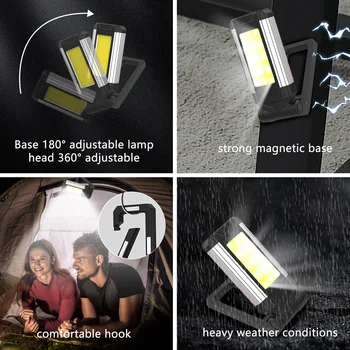 2200mAh COB Work Light IPX6 Водоустойчив led фенерче 800LM с магнит, Преносима туризъм лампа, живот до 6 часа за спешни случаи в пещерно