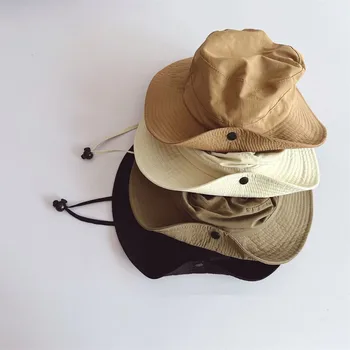 deer jonmi сезон: Пролет-лято, Детски слънчеви шапки-кофи в Японски стил, однотонная шапка рибар за почивка сред природата за малки момчета