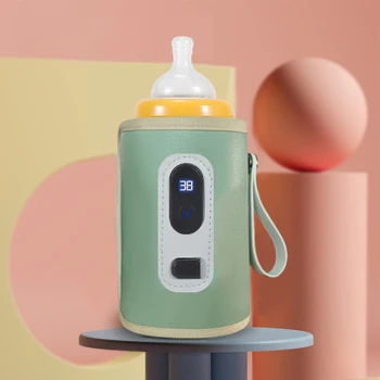 USB Milk Heat Keeper Преносим Температурен дисплей, Нагревател бебешки бутилки, 5 скоростна кутия, регулируем, 38 ° C-55 ° C, Аксесоари за пътуване на открито