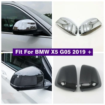 Вратата на Огледалото за обратно виждане във Формата На Миди Декор на Кутията Тампон За BMW X5 G05 2019-2022 Хром/карбон Вид Аксесоари