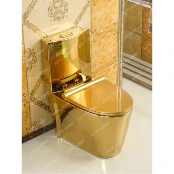 Домакински Златна Тоалетна чиния с смывом в европейски стил, Супер изкривени Тоалетна чиния с голяма тръба 8,0, Водосберегающий дезодорант за тоалетна