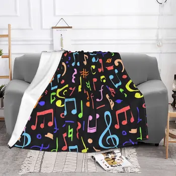 Одеяло с шарките на музикална нота, фланелевое, пролет и есен, цветни, многофункционални, супер меко, покривка за дивана, покривки за спални