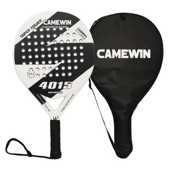Ракета за падела Camewin за плажен тенис, гладка повърхност, изработени от въглеродни влакна и ЕВА, Здрава ракета за паделбола Power Lite, бяла